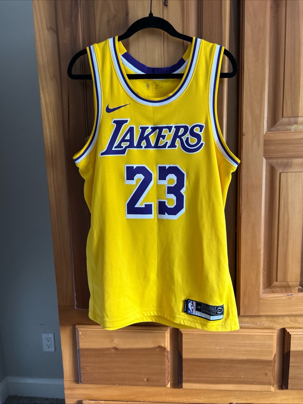 Nike Yellow Lakers #23 Basketball Jersey with Purple Accents LeBron james large